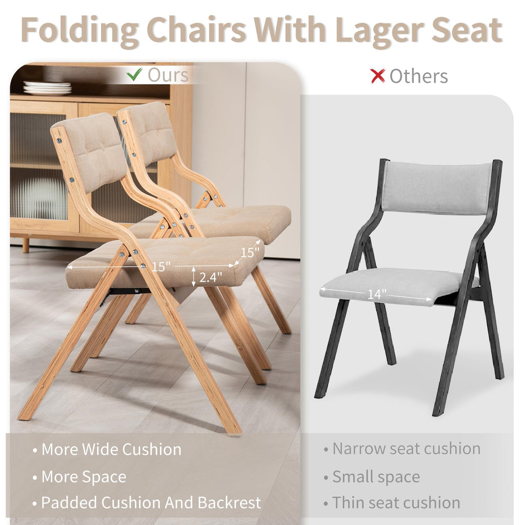 Folding Chairs with Cushion, Folding Dining Chairs, 4 Pack