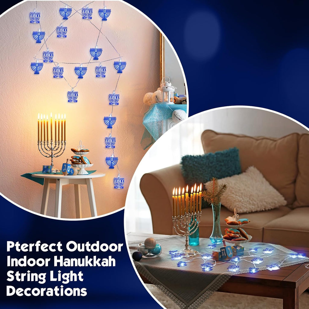 Strings 20 Feet 40 LED Hanukkah Lights Battery Operated - Set of 2