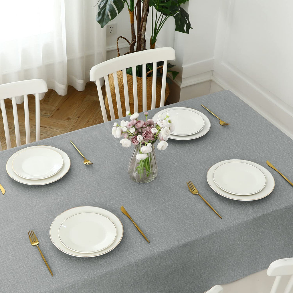 Waterproof Vinyl Tablecloth Rectangle, 54 x 78 Inch, Light Grey