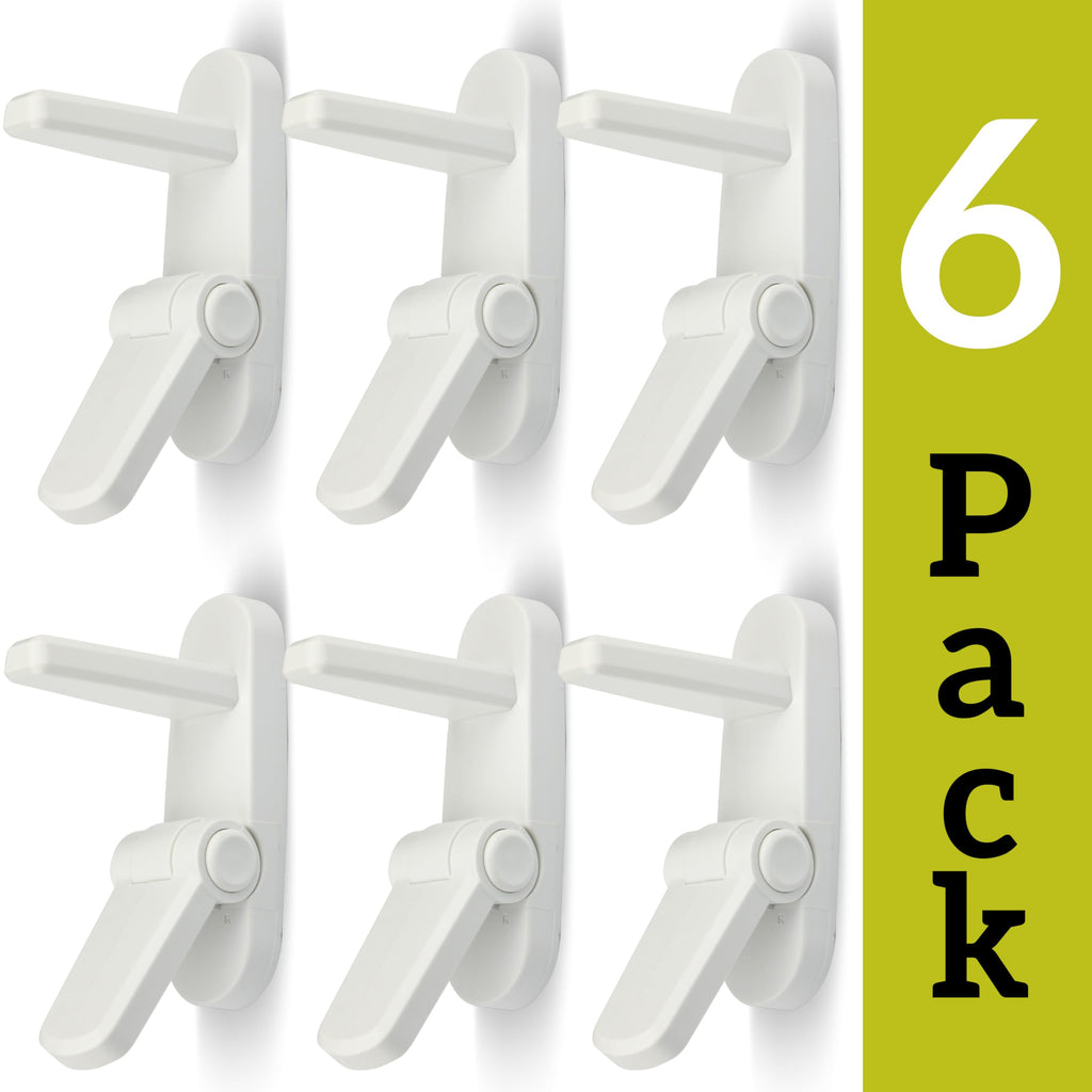 Lever Lock (6 Pack) Prevents Toddlers from Opening Doors. 3.25" L * 1.5" W * 4.5" H Easy One Hand Operation for