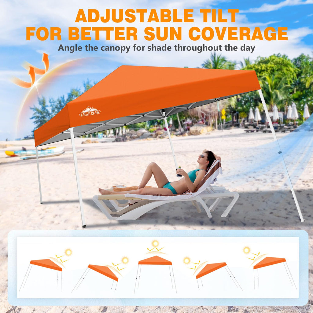 10x10 Slant Leg Pop Up Canopy Tent, Orange