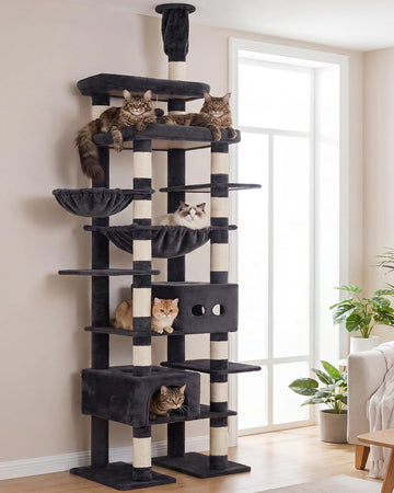Floor to Ceiling Cat Tree, 104.7"-116.5" Height-Adjustable