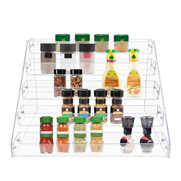 Clear Acrylic Spice Rack for Countertops- 5 Tier