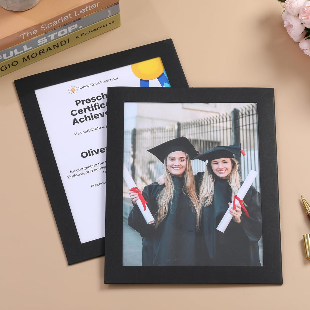 8.5x11 Picture Frame with Clear Window and Easel Back - Cardboard Document Frame for Certificates, Diplomas, Degrees