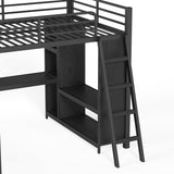 L-Shaped Triple Bunk Bed with Desk, Wardrobe, Twin XL Over Twin XL Bunk Beds with Storage