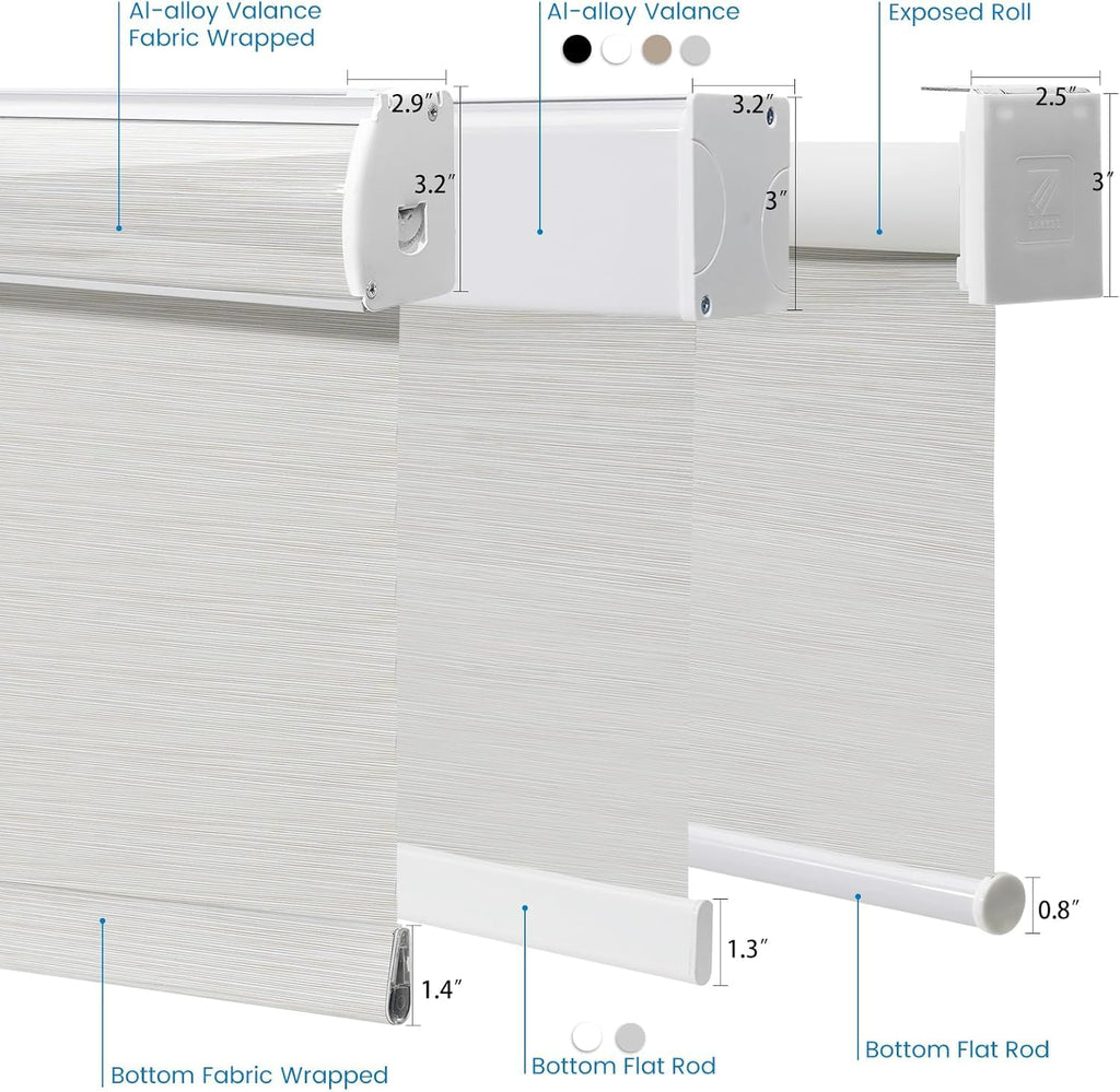 Motorized 100% Blackout Roller Shades - Smart Blinds with Remote Control, Rechargeable Battery or Plug-in Motor, Tuya