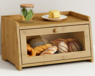 Wood for Kithcen Countertop, Rustic Breadox Storage Container made Bread, Small Compact Bread Keeper Holder Organizer