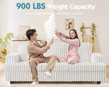 VanAcc 89 Inch Sofa, Modern Couch with Deep Seats, Comfy Sofa with 3 Throw Pillows, Upholstered Couch for Living Room