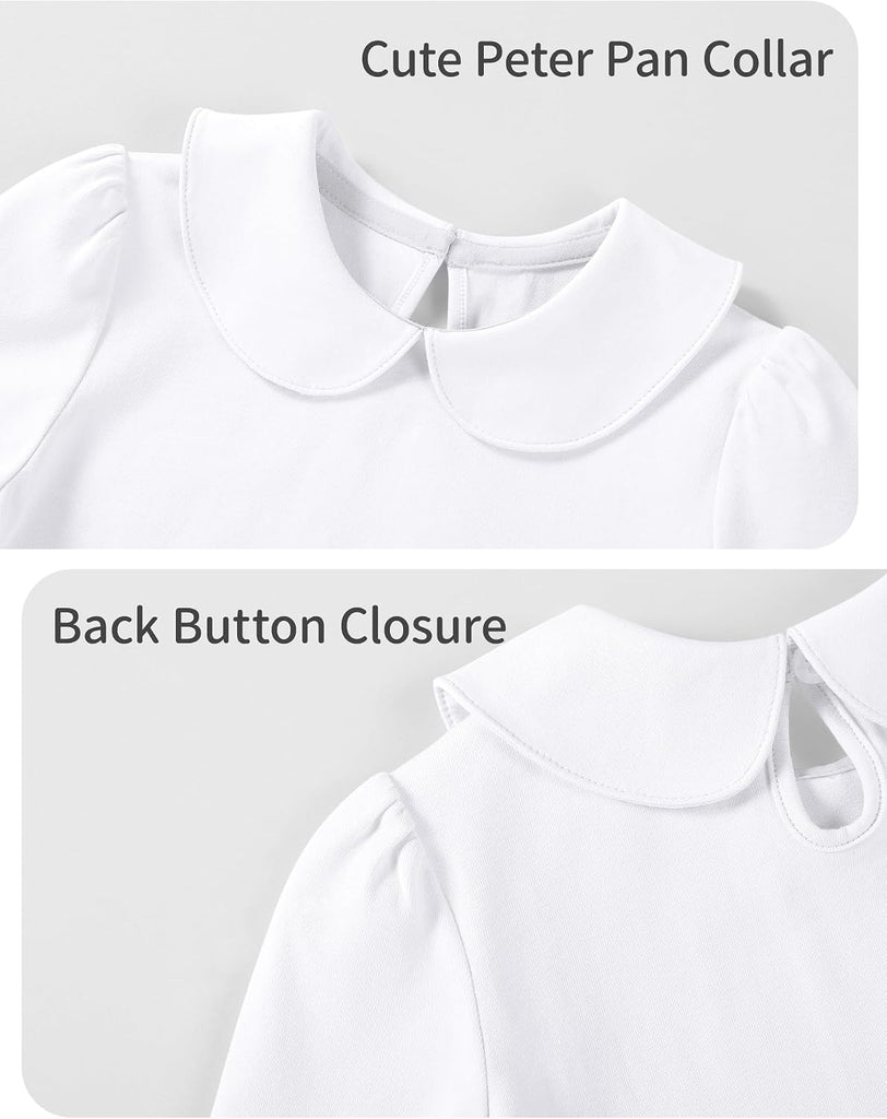 Toddler Girl Long Sleeve Shirts Peter Pan Collar Cotton Blouse Tops