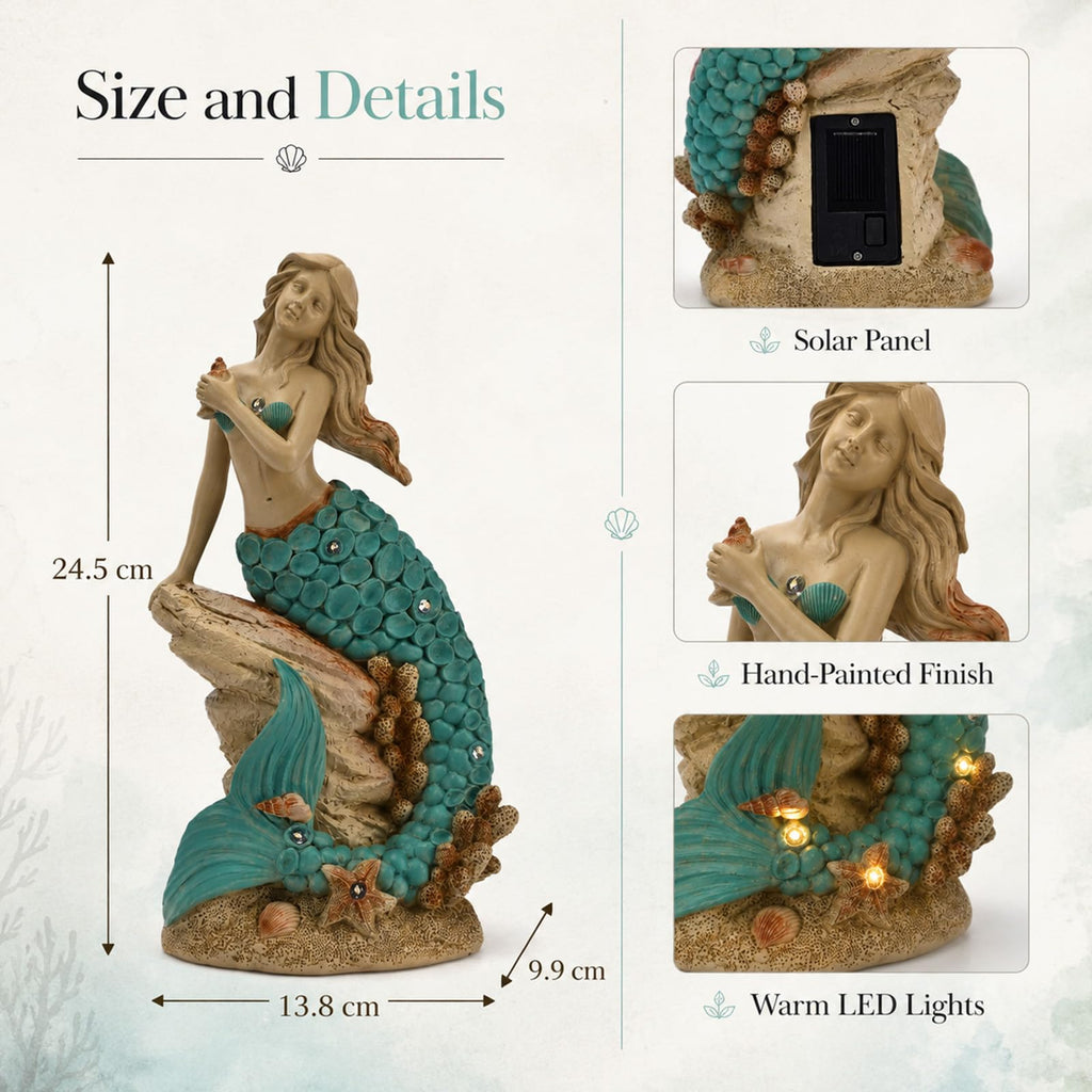 Magical Solar Mermaid Garden Statue Figurine