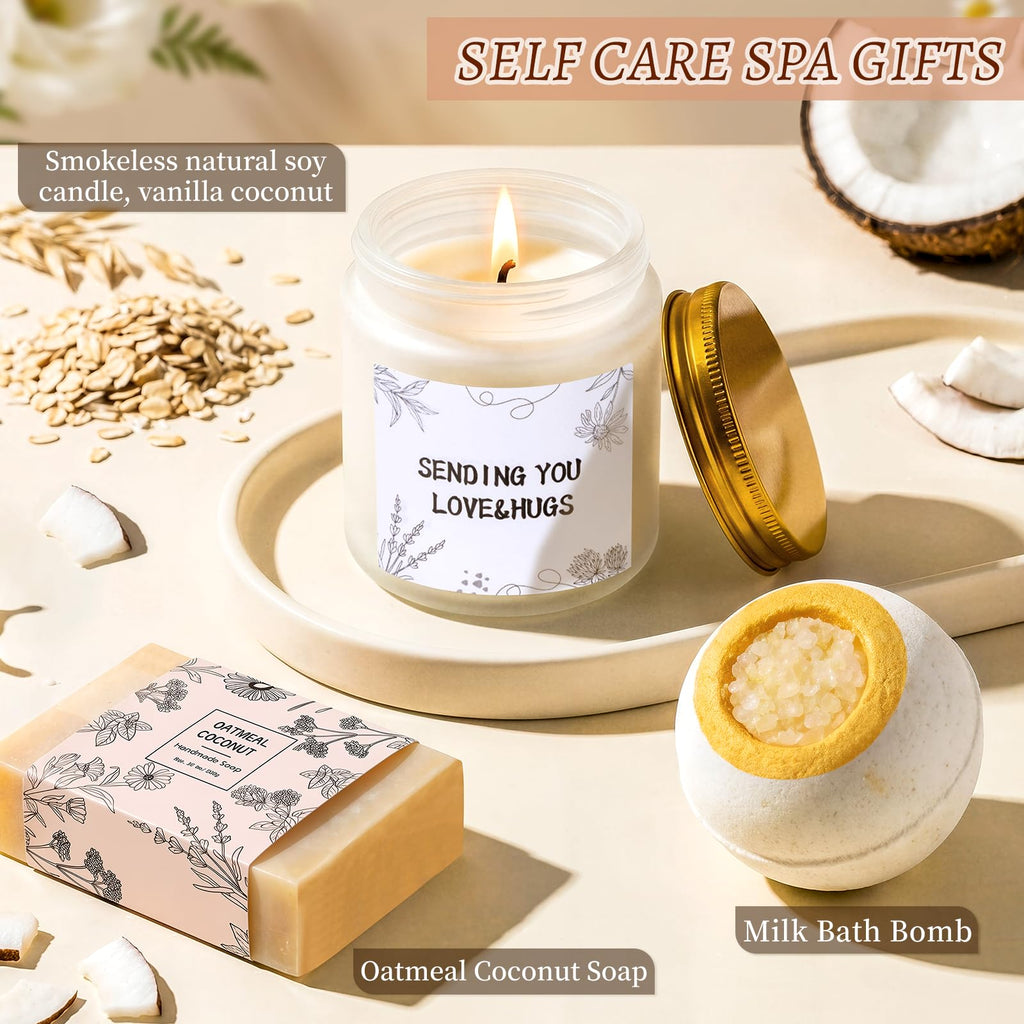 Get Well Soon Gift Baskets for Women, Self Care Package with Soft Blanket