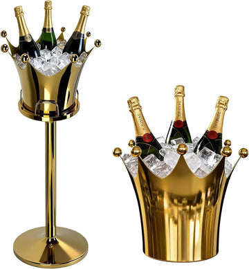 Crown Ice Champagne Bucket with Stand, Large Standing Ice Buckets