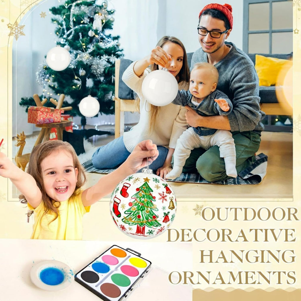 4 Pcs Large White Christmas Ball Ornament, 8" & 6" Xmas Tree Decor