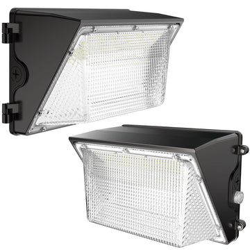 LED Wall Pack 120W: 18000lm Black LED Security Flood with Dusk to Dawn Photocell - Industrial Outdoor Wall Lights Out