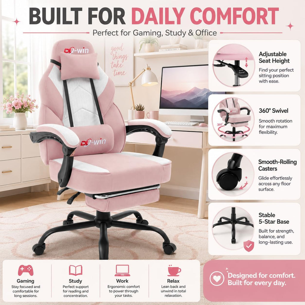 Video Gaming Chair for Adults, Computer Chair with Footrest and Ergonomic High Back, Big and Tall Gamer Chair with