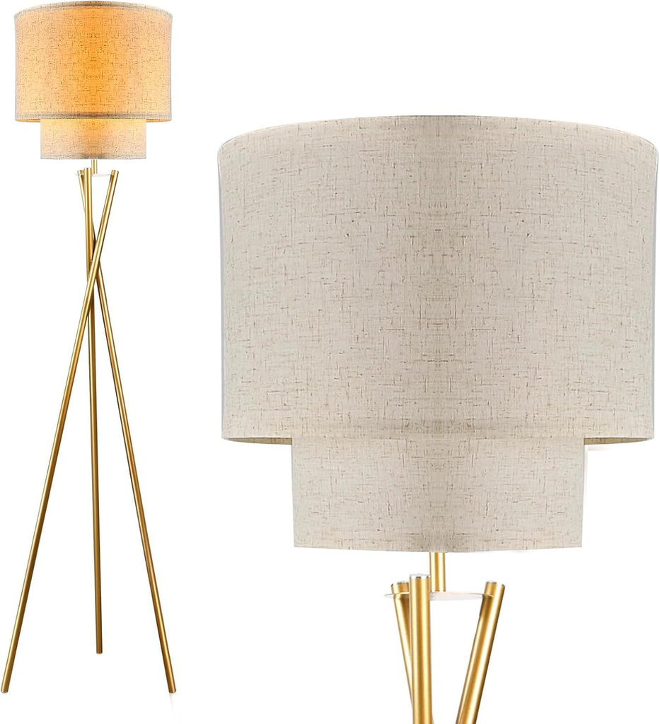 Tripod Floor Lamp, Modern Floor Lamps, Standing Lamp with Dual Drum, E26 Bulb Included, 67.7" Tall F