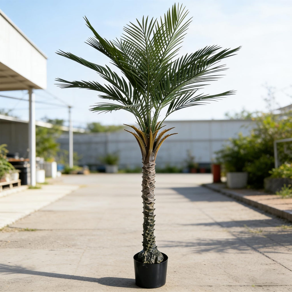 Artificial Palm Tree 5 Ft Tall UV Rated Faux Tropical Palm Plant in Pot for Indoor or Outdoor Home Office Decor