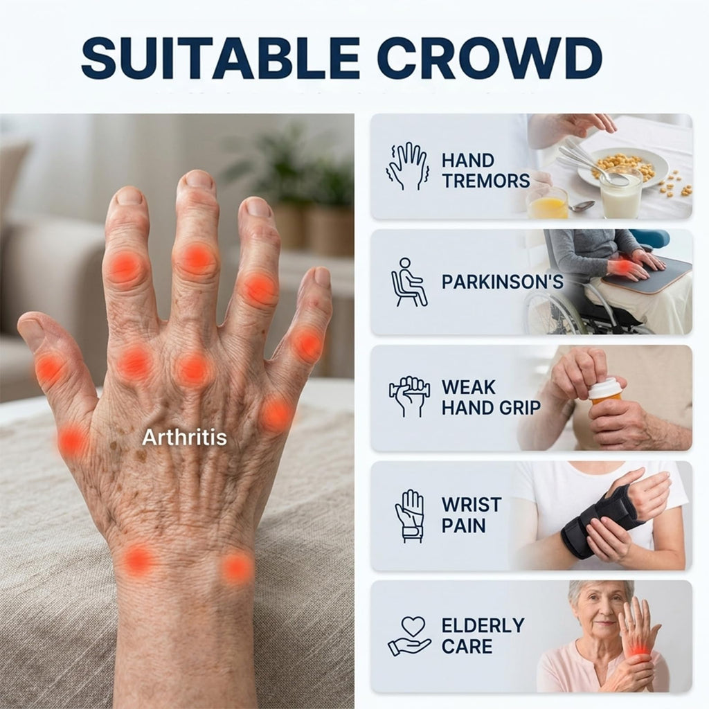 Adaptive Utensils for Hand Tremors, Elderly 270° Adjustable 4PCS