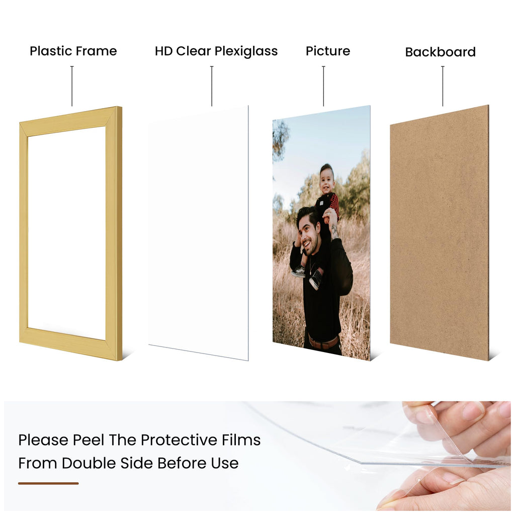 5x7 Picture Frame Set of 12, Gold Photo Frames Display 5"x7" Pictures, Picture Frames 5x7 Wall Gallery Collage Tabletop