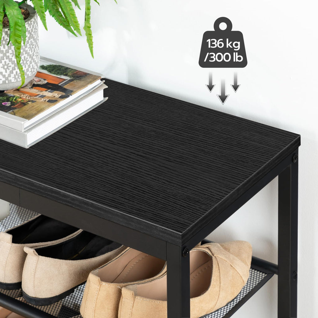 Shoe Bench, 3-Tier Shoe Rack, Industrial Shoe Organizer Storage Bench