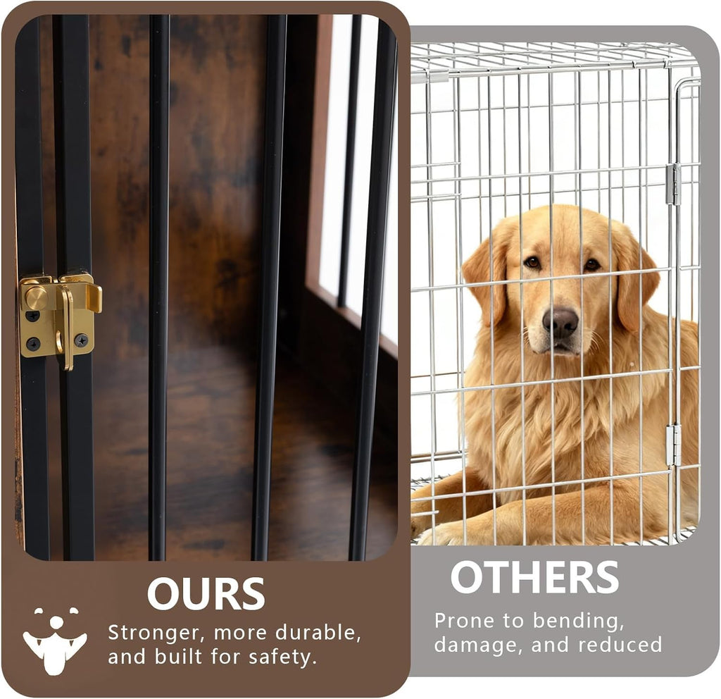 Large Dog Crate, Furniture Dog Crate, 37.4" Black End Table Style Pet Kennel with Quick Setup, Dog Crate Furniture