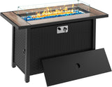 45in Fire Table, Propane Fire Pit with Glass Wind Guard and Rain Cover, Outdoor Firepit Table 50000 BTU 3-in-1 Fire Table for Patio/Yard/Balcony