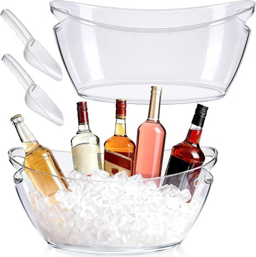 Ice Bucket, Clear Acrylic Ice Buckets for Parties, 5.5L Beverage Tub - Set of 2