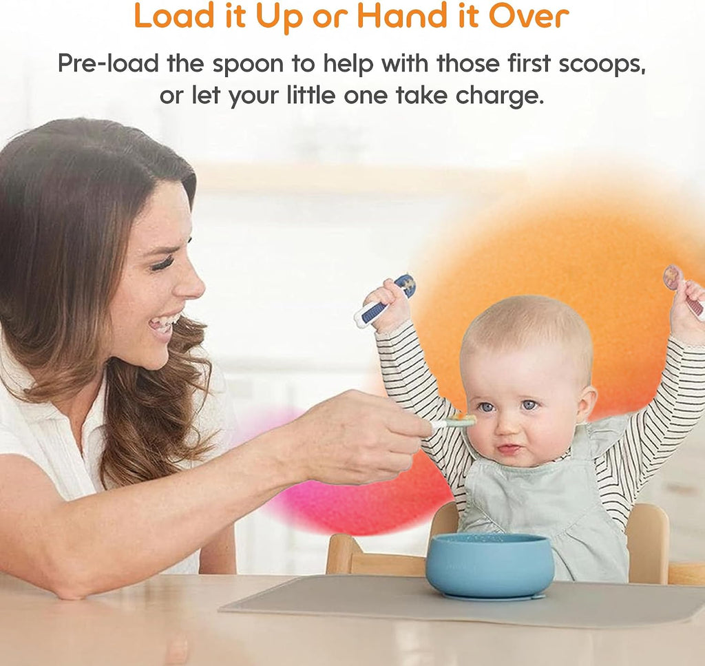 Baby Spoons Self Feeding 6 Months, Pack Blue/Orange