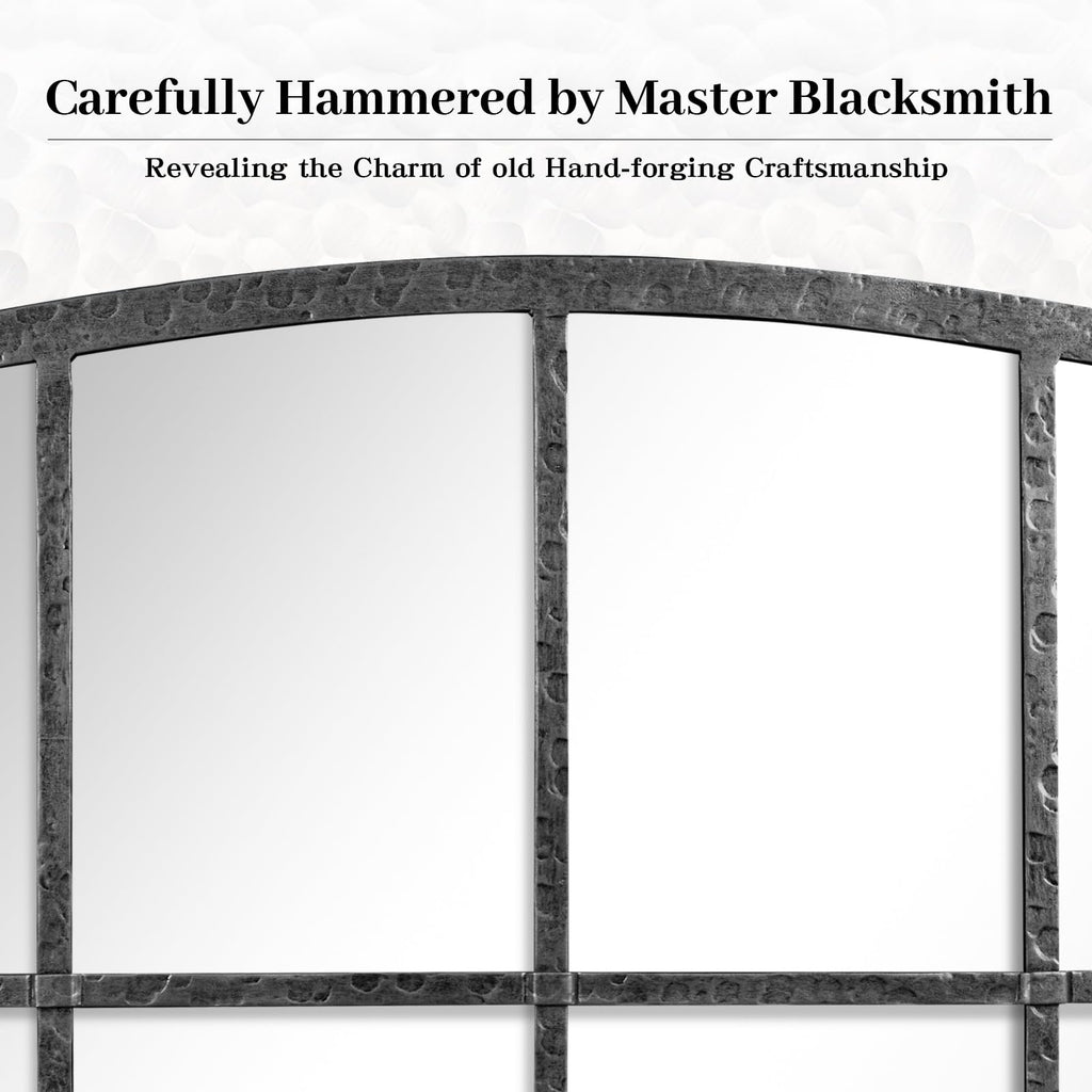 Hand-Forged Black Window Pane Mirror, 36" x 36" Decorative Mirror