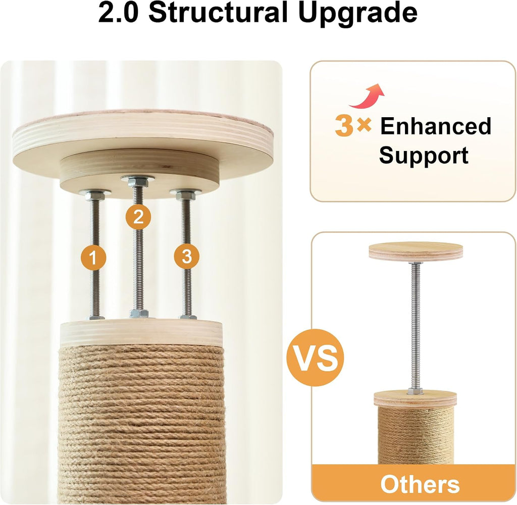 Floor to Ceiling Cat Tree, 6-10 ft, 6 Level, Beige