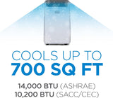 Portable Air Conditioner,14,000 BTU Cooling, 12,000 BTU Heating for Rooms up to 700 Sq. Ft.