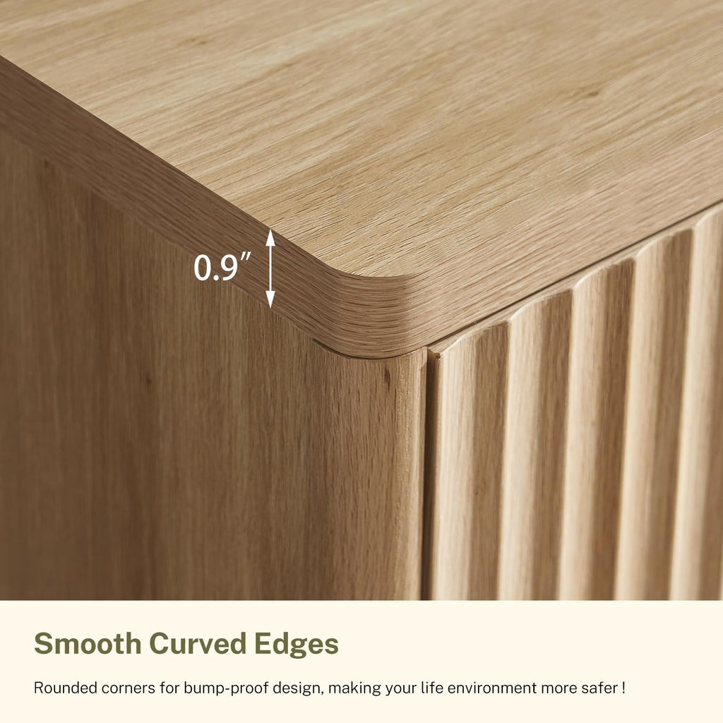 Fluted 6 Drawer Dresser, Wide Modern Chest of Drawers with Metal Handle, Curved Profile Design, Wood Closet Clothes