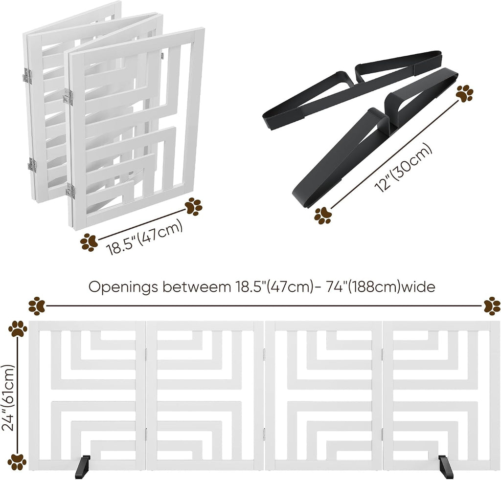 Dog Gate, Wooden Dog Gates for Doorways House and Stairs, Freestanding Pet Gate for Dogs, Puppy Fences Indoor