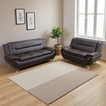 Leather Sofa Set, 2 Piece Living Room Furniture Set, Modern Couch and Loveseat Set with 3-Seater Sofa and Loveseat