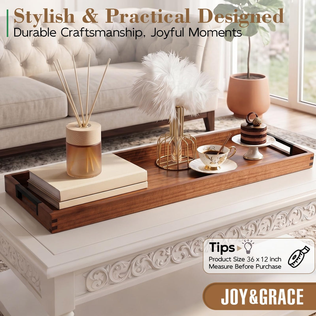 Acacia Large Charcuterie Board with Handles 36 Inch Serving Tray