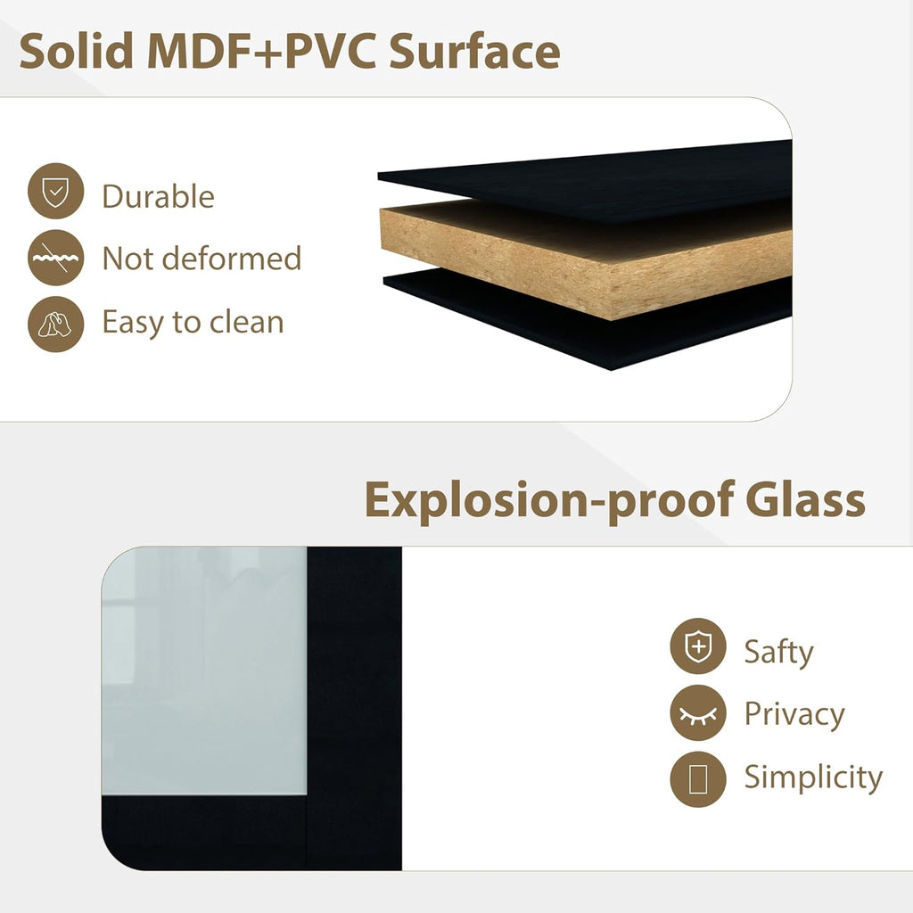 48x80 Sliding Closet Door, 5-Panels Preassembled Frosted Glass Door Panel with Hardware Kits & Match