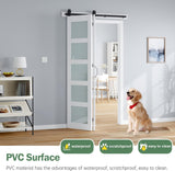 Bifold Barn Door 48x84 Inch (Double 24x84), White Frosted Glass Bifolding Doors with 52" Hardware Ki