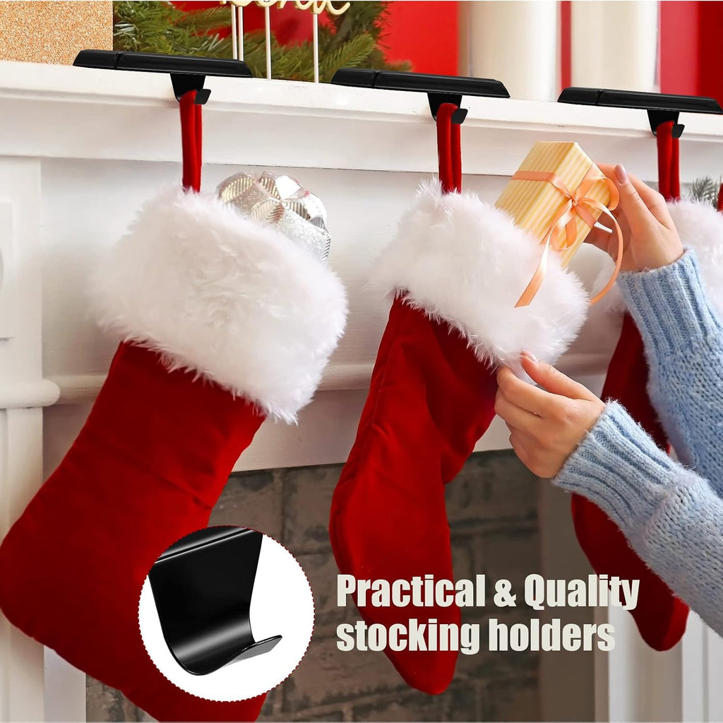 6 Pcs Black Christmas Stocking Hangers for Mantel Stocking Holders