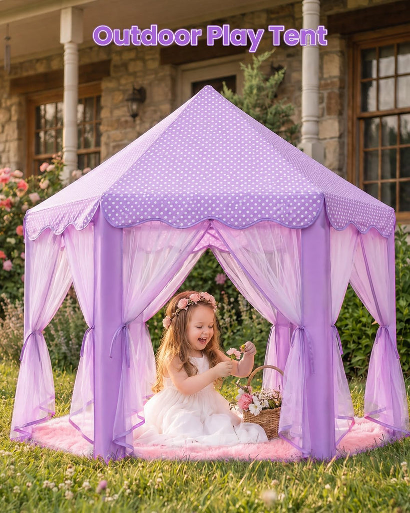 Princess Castle Tent for Girls Indoor, Play Tent with Rug
