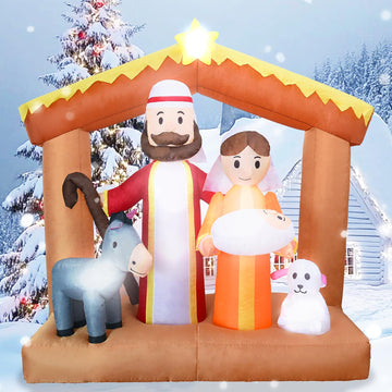 6 FT Christmas Inflatables Nativity Scene Outdoor Decorations