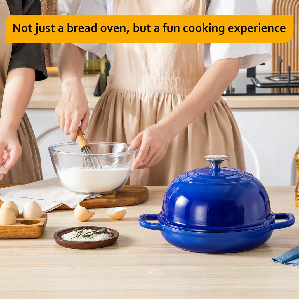 5 QT Enameled Cast Iron Dutch Oven for Bread Baking with Dome Lid