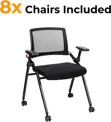 Triton Foldable Poker Table with 8 Chairs and an Additional Mat- Premium Soft-Padded Armrest, Individual Cup Holders