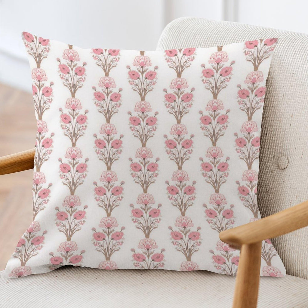 Pink Floral Stripe Decorative Pillow Covers Flower Print Artistic Cushion Covers 18x18in Pillow Cover Linen