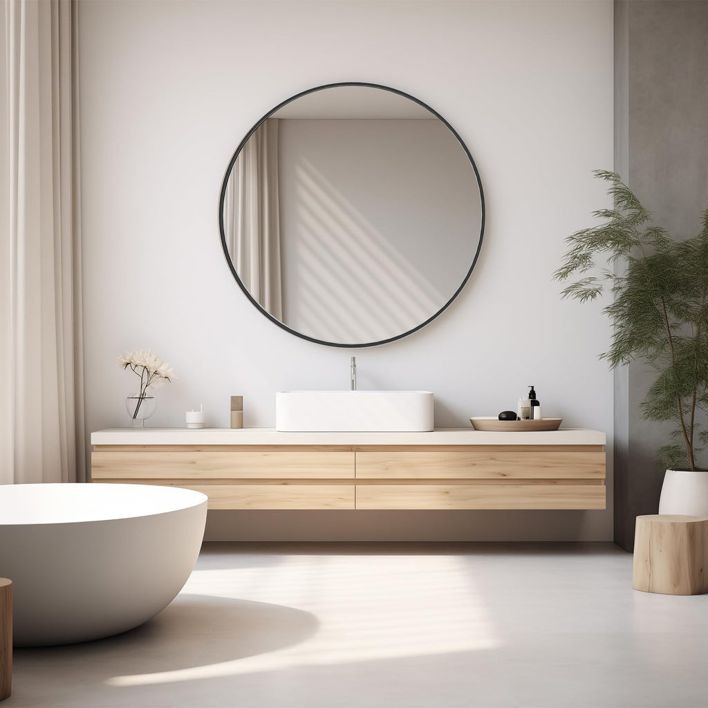 30 Inch Round Wall Mirror, Bathroom Mirror for Over Sink