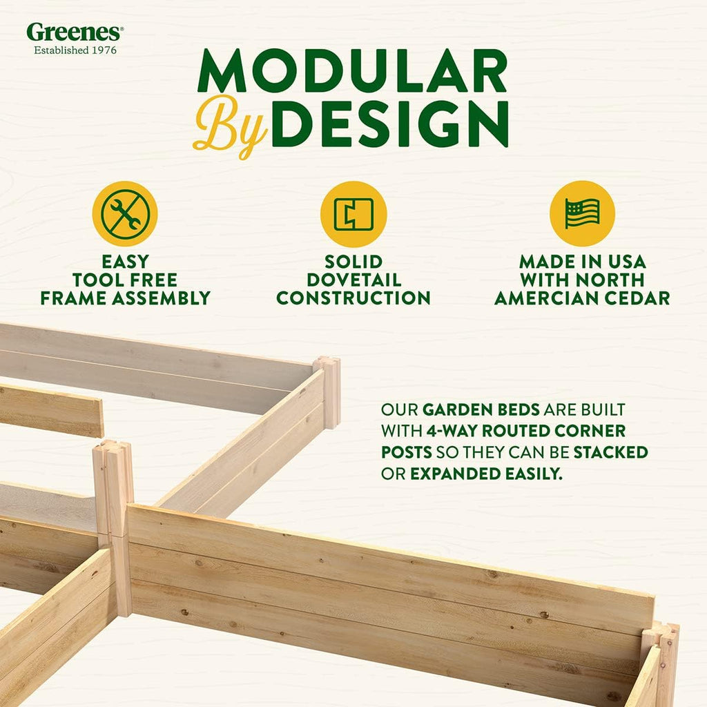 Premium Cedar Raised Garden Bed, 4' x 8' x 17.5" (3/4" Thick) - Made in USA with North American Cedar
