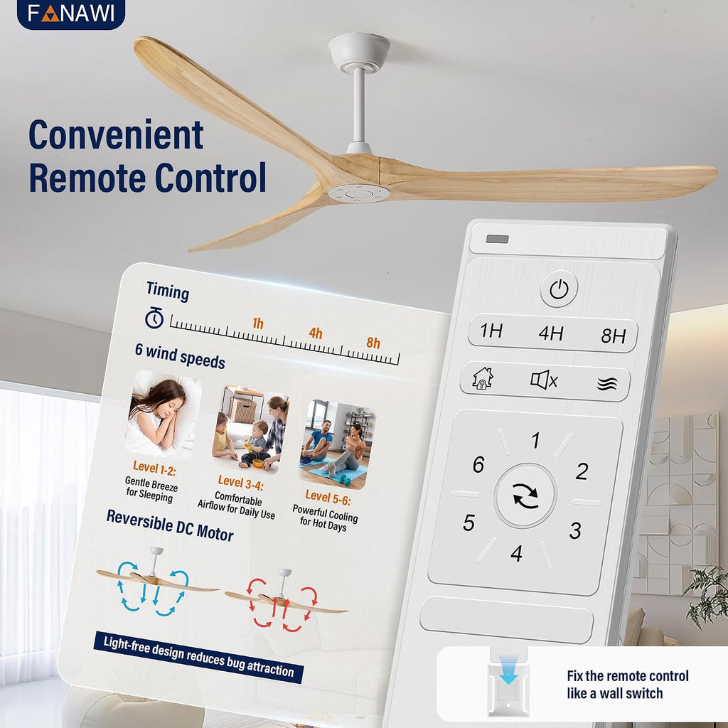 Inspired Maverick Style 72" wood ceiling fan, White