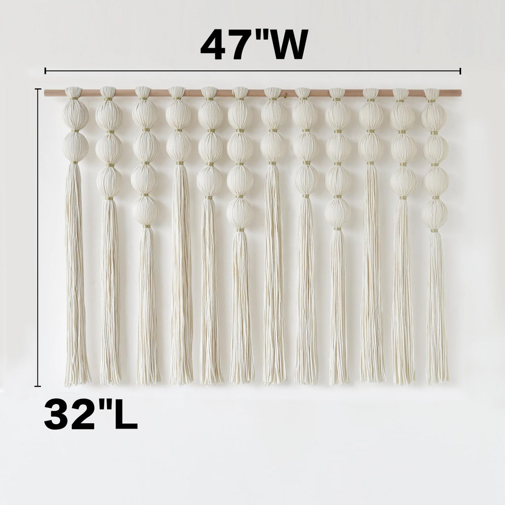 Macrame Wall Hanging Ball Boho Wall Decor Fiber Art 47"W*32"L