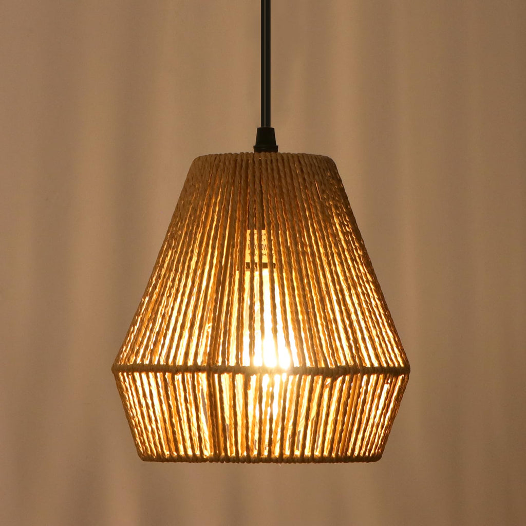 6.7'' Woven Rattan Pendant Light Fixtures, 2 Pack Boho Hanging Light