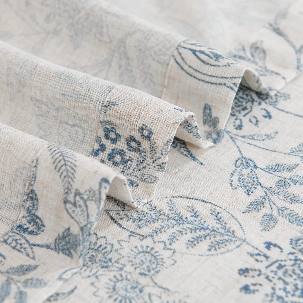 Blue Farmhouse Linen Valance Curtain 20 Inch Tie Up 1 Panel