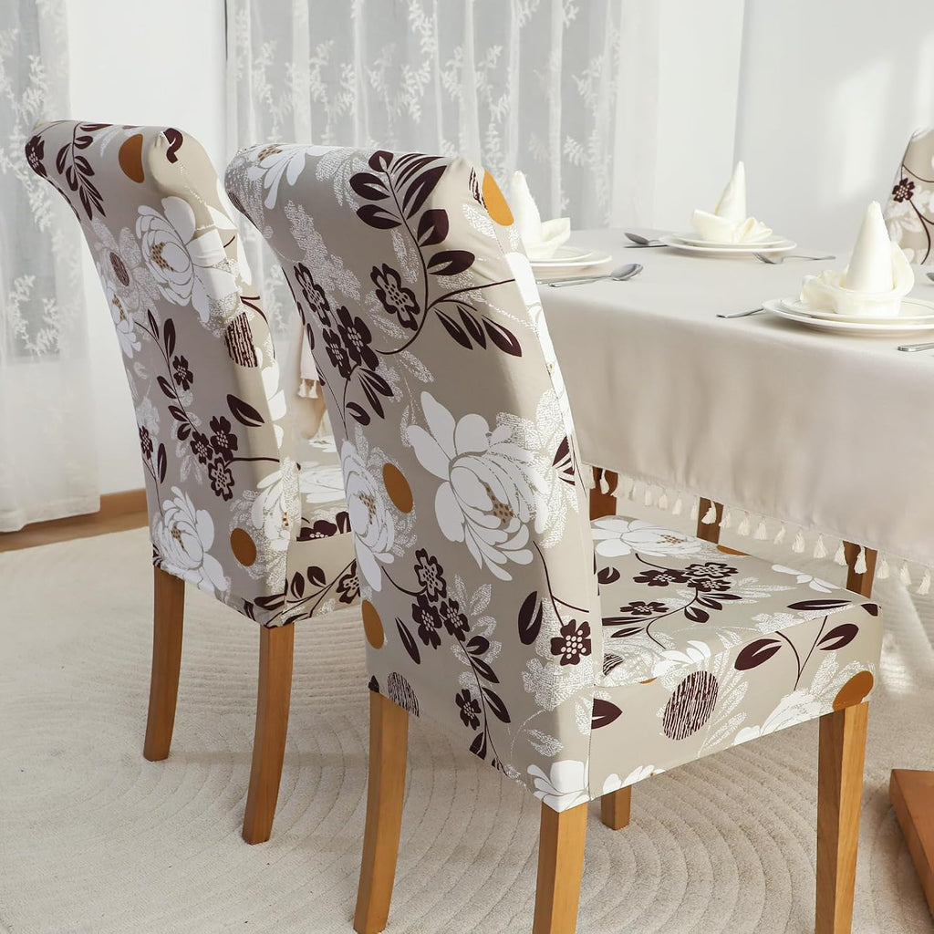 Waterproof Dining Room Chair Covers Set of 4 Stretch Floral Printed Standard Parson Chair Slipcovers Washable Pet